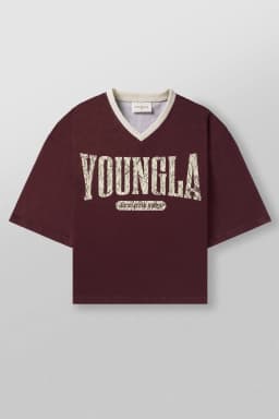 4187  Varsity Football Cropped Jersey  -  Burgundy