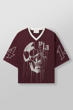 4015  Drippy Skull Jersey -  Burgundy