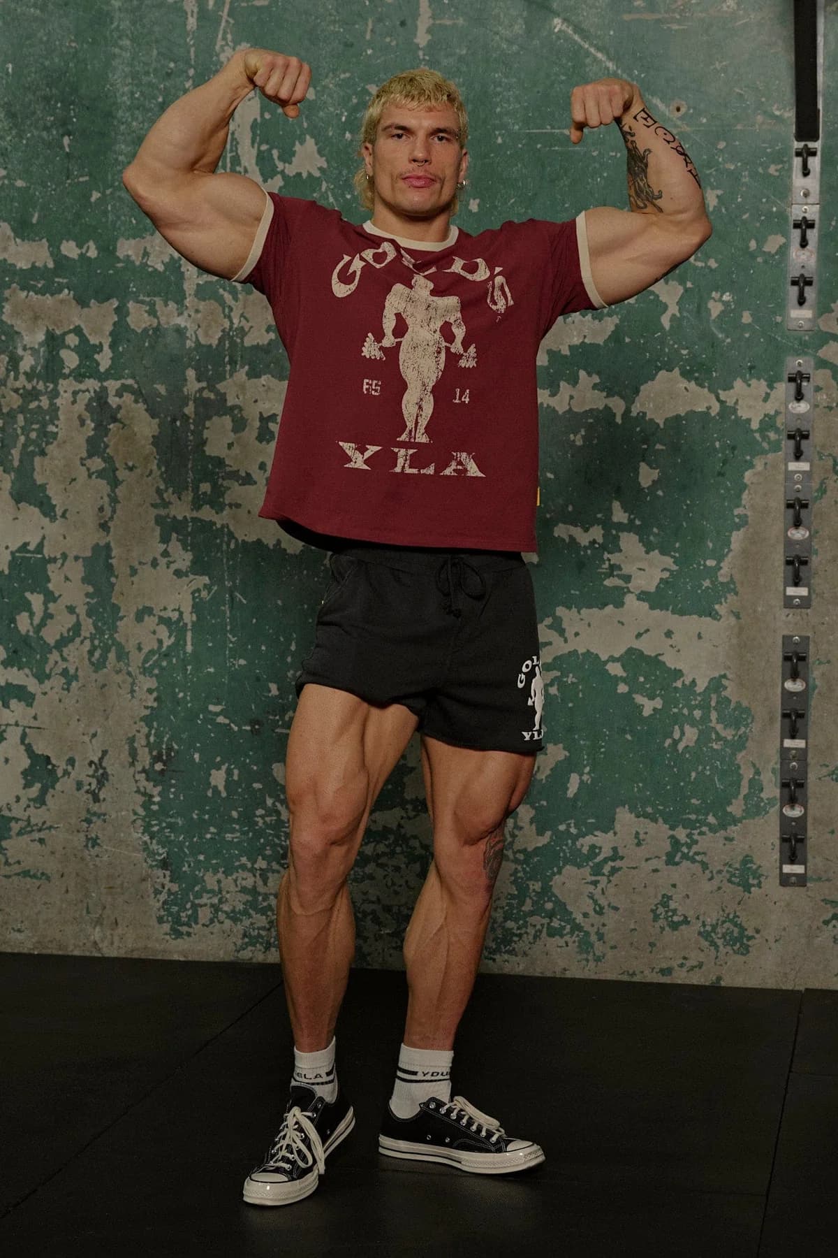4009  Golds Gym Ringer Tees - Burgundy