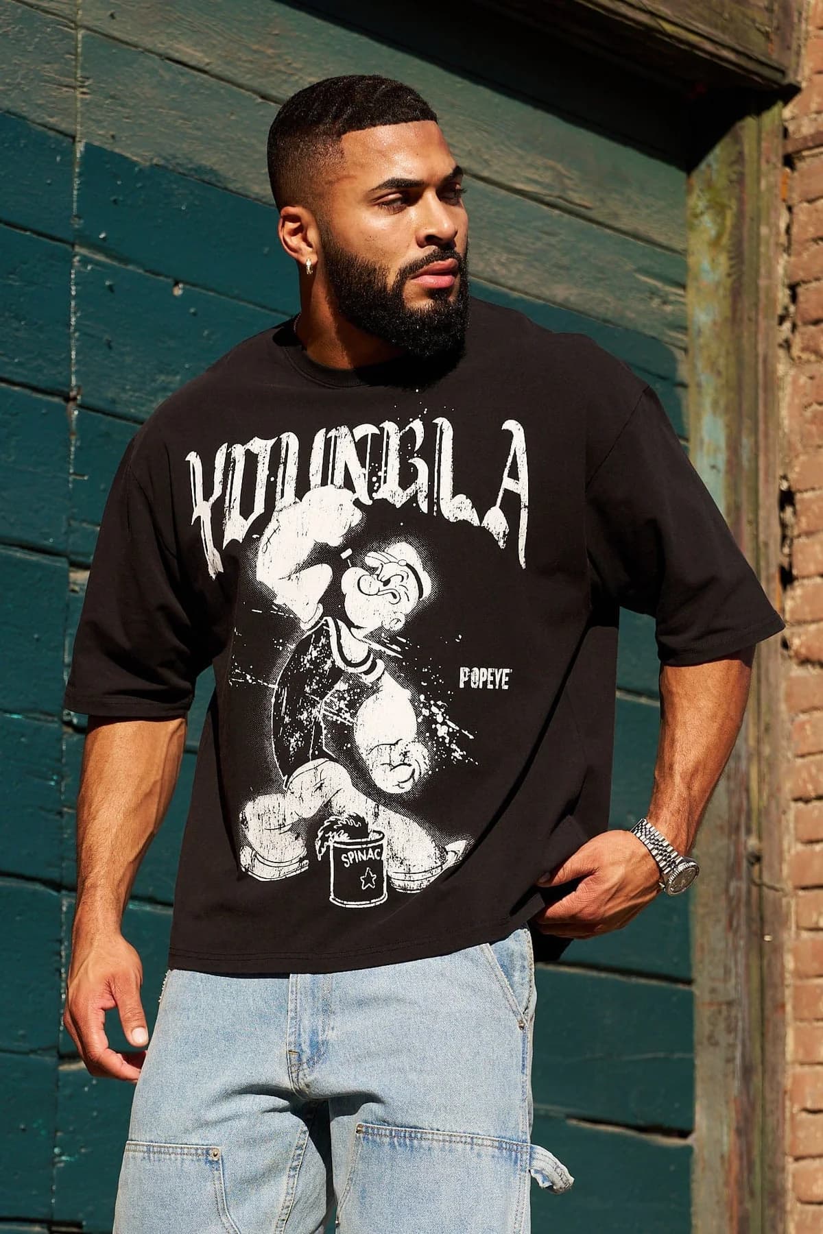 4195  Popeye Tees - Black Wash