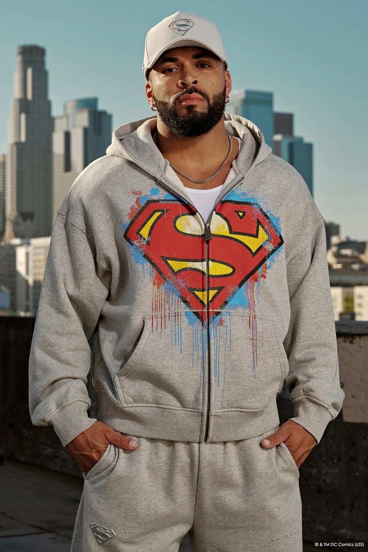 5011  Superman Drip Zip Ups - Heather Grey