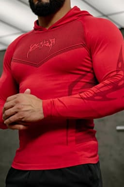 8062 Warrior Compression Hoodies - Red