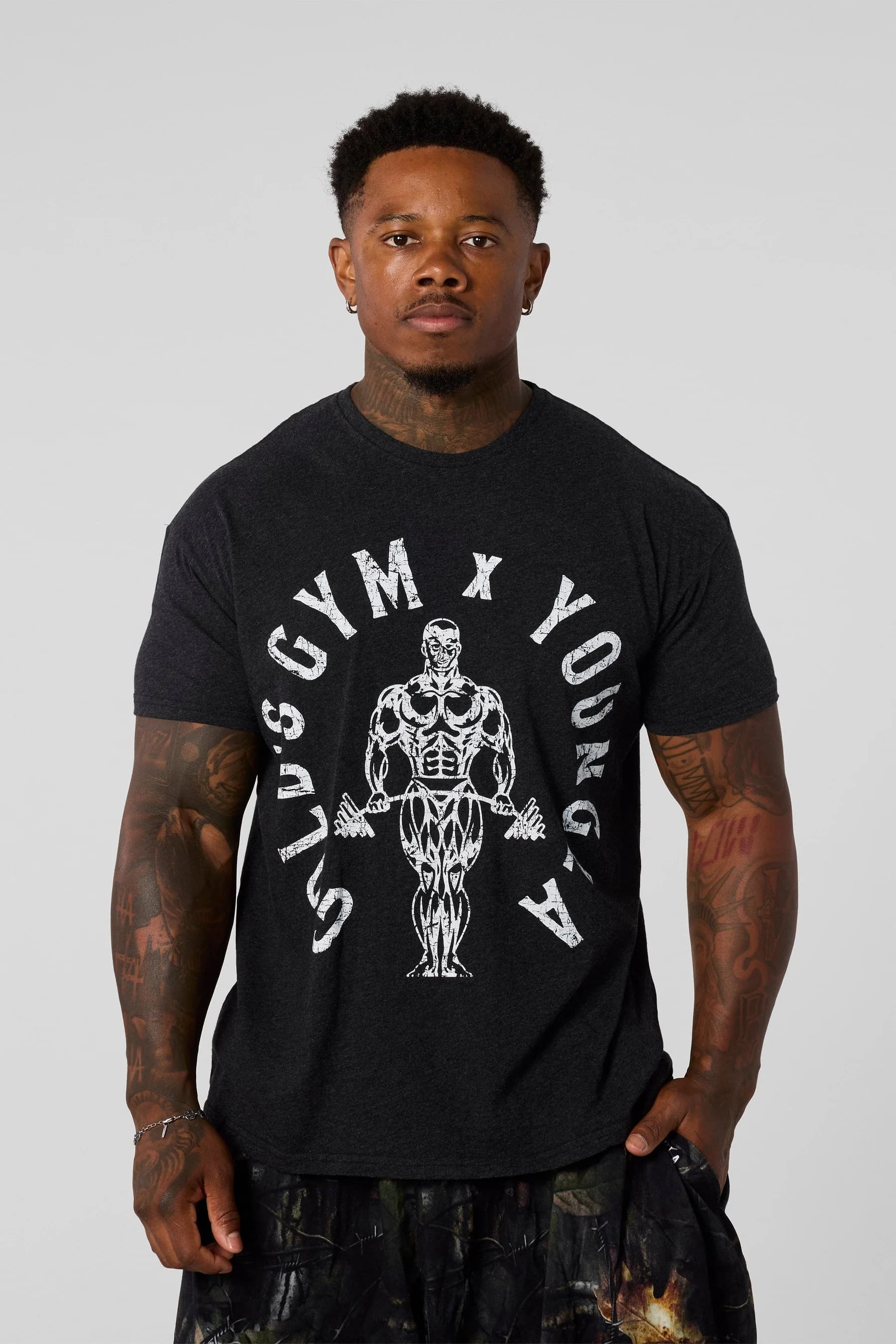 undefined 4206 Gold's Gym Heather Tees - Black Heather