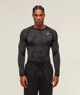 Geo Seamless Long Sleeve T-Shirt -  Black/Charcoal Grey