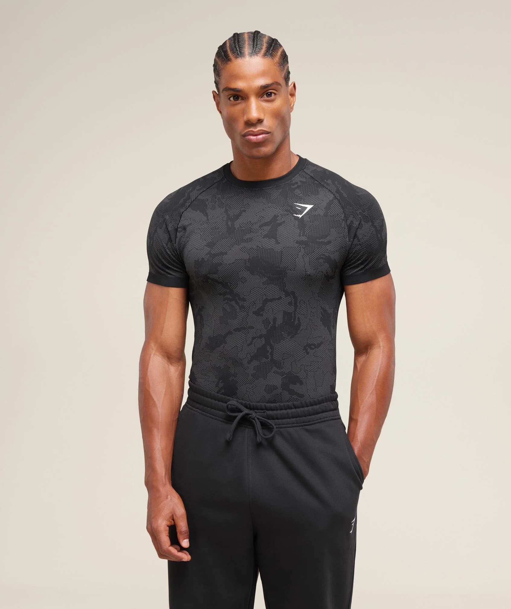 undefined Geo Seamless T-Shirt - Black/Charcoal Grey