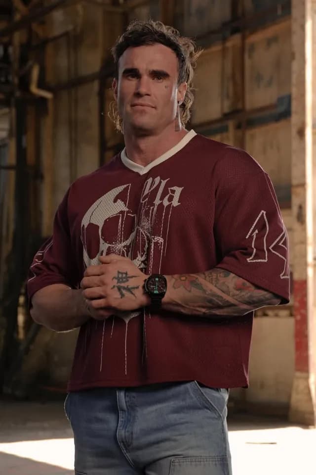 4015  Drippy Skull Jersey -  Burgundy