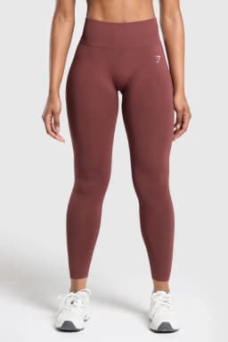 Everyday Seamless Graphic Leggings - Burgundy Brown