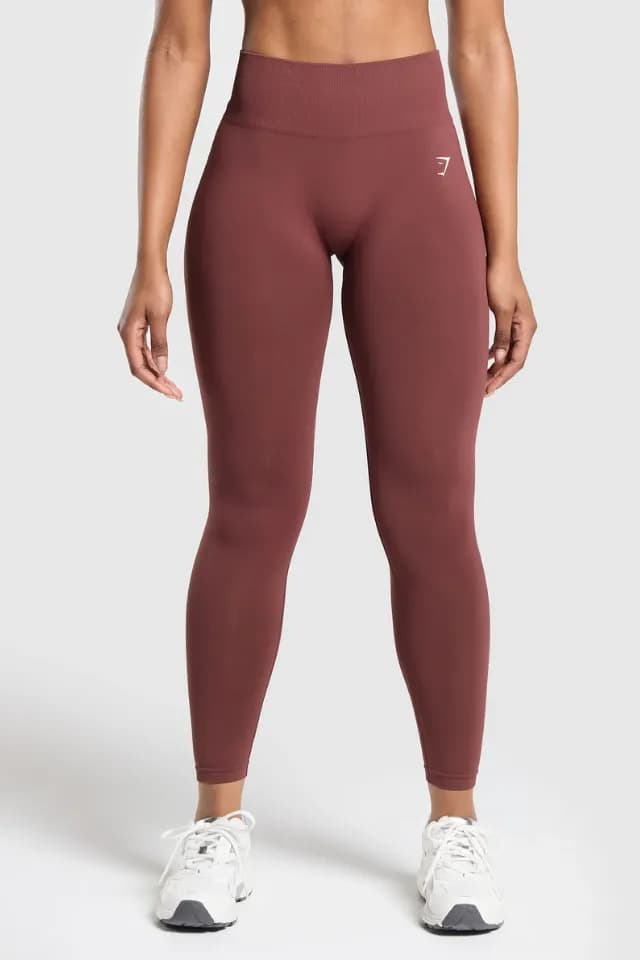 Everyday Seamless Graphic Leggings - Burgundy Brown