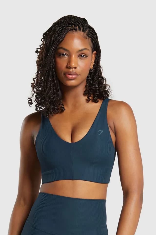 undefined Ribbed Sports Bra - Navy