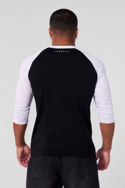 8072 - Superman 3/4 Raglan Shirts -Black/Withe