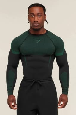 Onyx 5.0 Seamless Long Sleeve T-Shirt -Black/Lift Green
