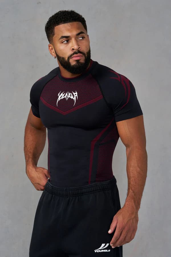 undefined 4065 - Warrior X Compression Tees - Black/Red