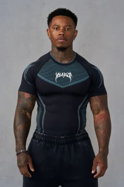 4065 - Warrior X Compression Tees - Black/Blue