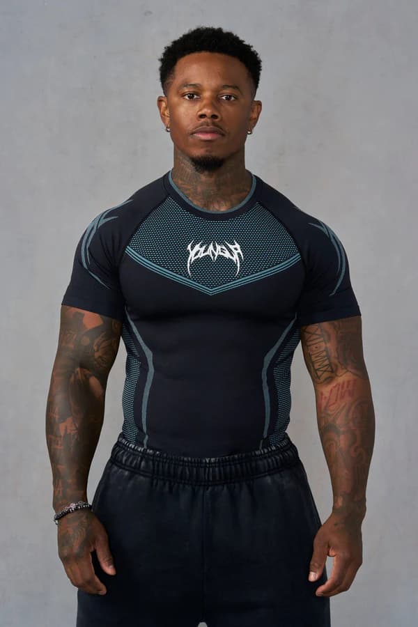 undefined 4065 - Warrior X Compression Tees - Black/Blue