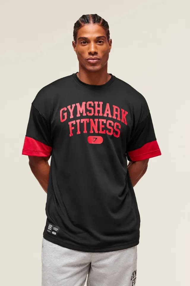 undefined  Campus Oversized T-Shirt - Black/Conditioning Red 