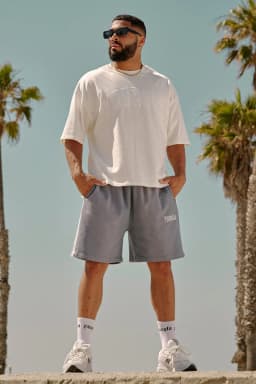 1058 - Vintage Striped Shorts - Heather Grey