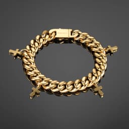Crossed Cuban Bracelet - Gold RG3018