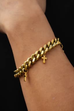 Crossed Cuban Bracelet - Gold RG3018