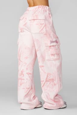 W2230 - Camo Cargo Joggers - Pink Barbed Wire Camo
