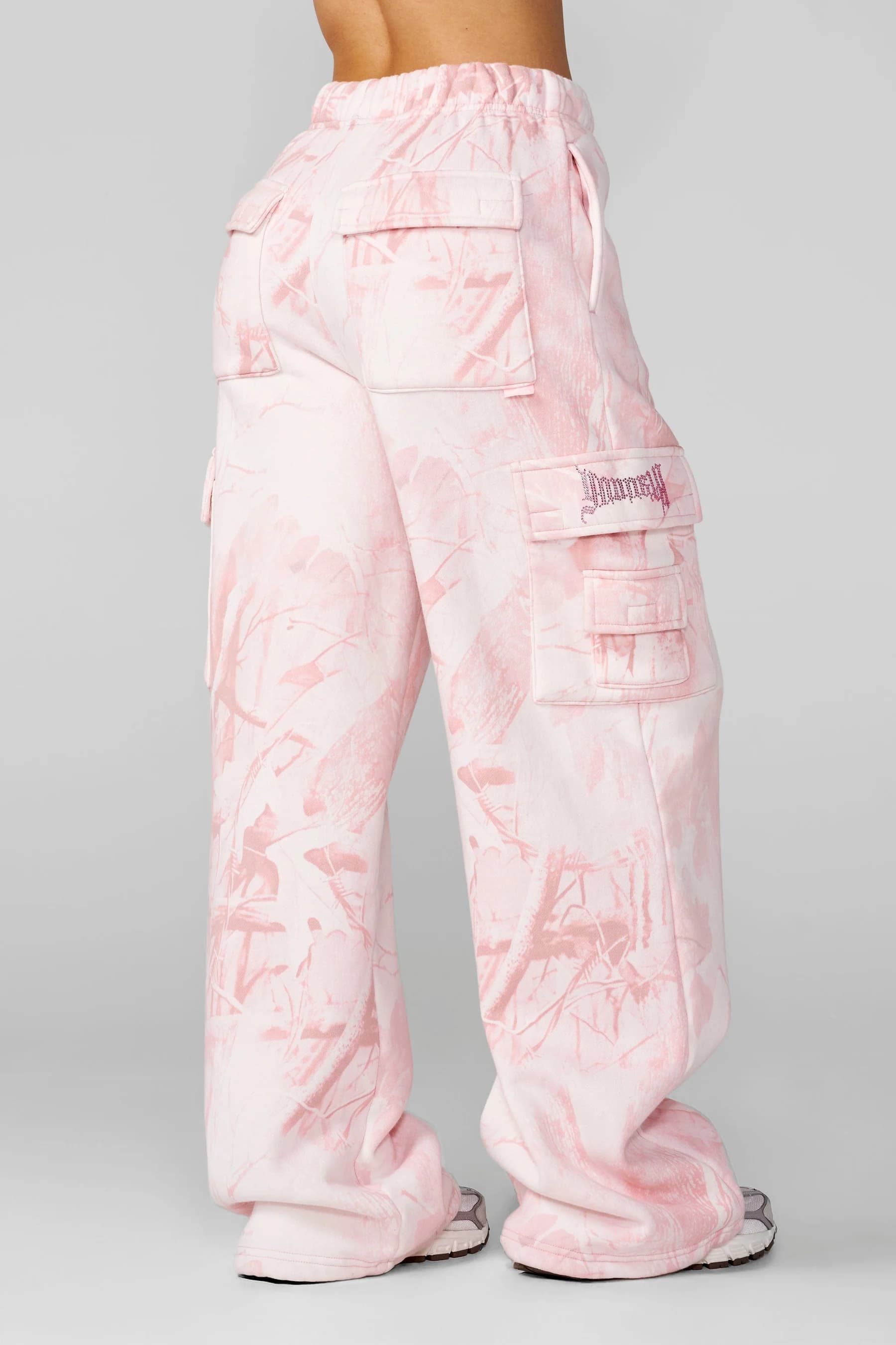 undefined W2230 - Camo Cargo Joggers - Pink Barbed Wire Camo